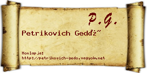 Petrikovich Gedő névjegykártya